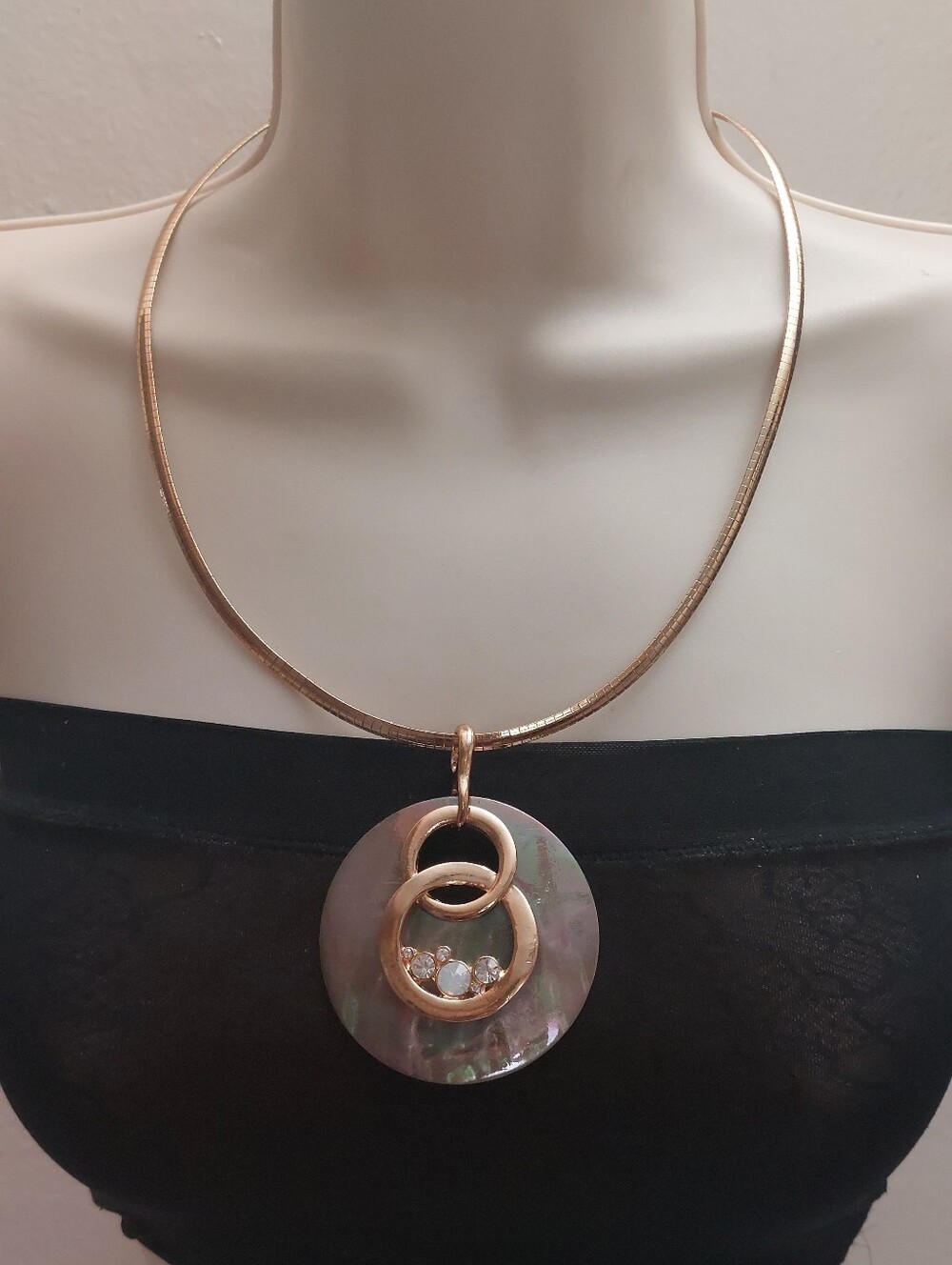 Jules Modern Contemporary Multi Pendant On Gold Tone Omega Chain Necklace NWT